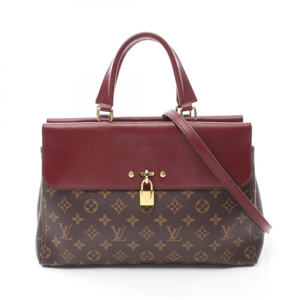 Louis Vuitton Venus Tote Bag Canvas Leather Monogram Brown Burgundy Red